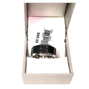 Men’s Black IP CZ Stainless Steel Ring Size 10